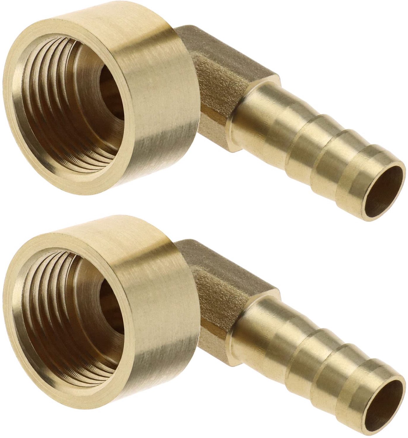 Slangfitting 90 Graden Hoekstuk - 2 Stuks - Messing - G1/2 Binnendraad - 8 mm Binnendiameter - Weerhaak - Hoekslang