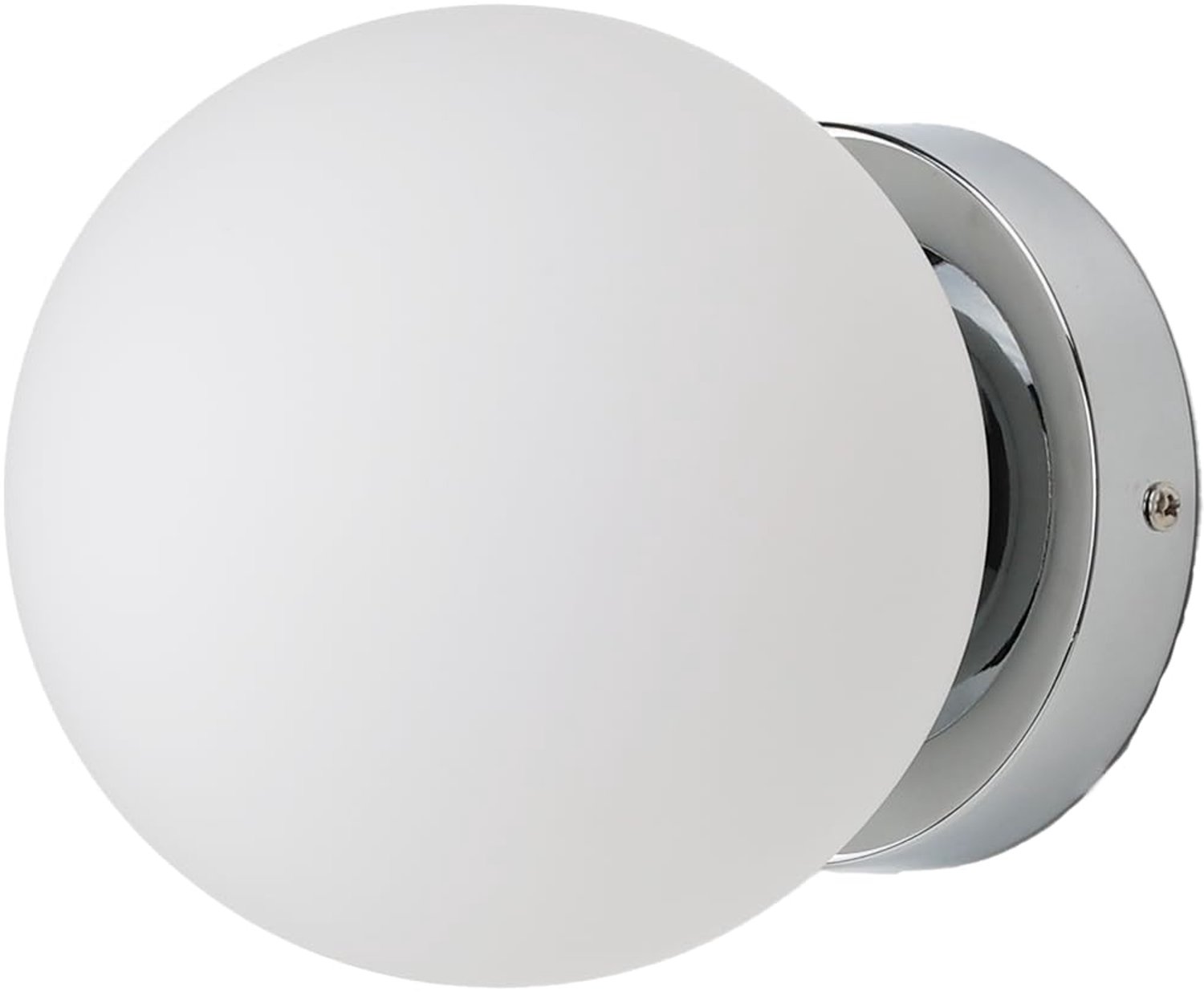 Wand- en Plafondlamp met Handgeblazen Opal Glas en Chromen Afwerking