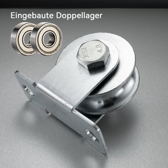 48 mm Katrol voor Staalkabel - Kogellagers, Draagkracht 200 kg, 2 Stuks — afbeelding 3