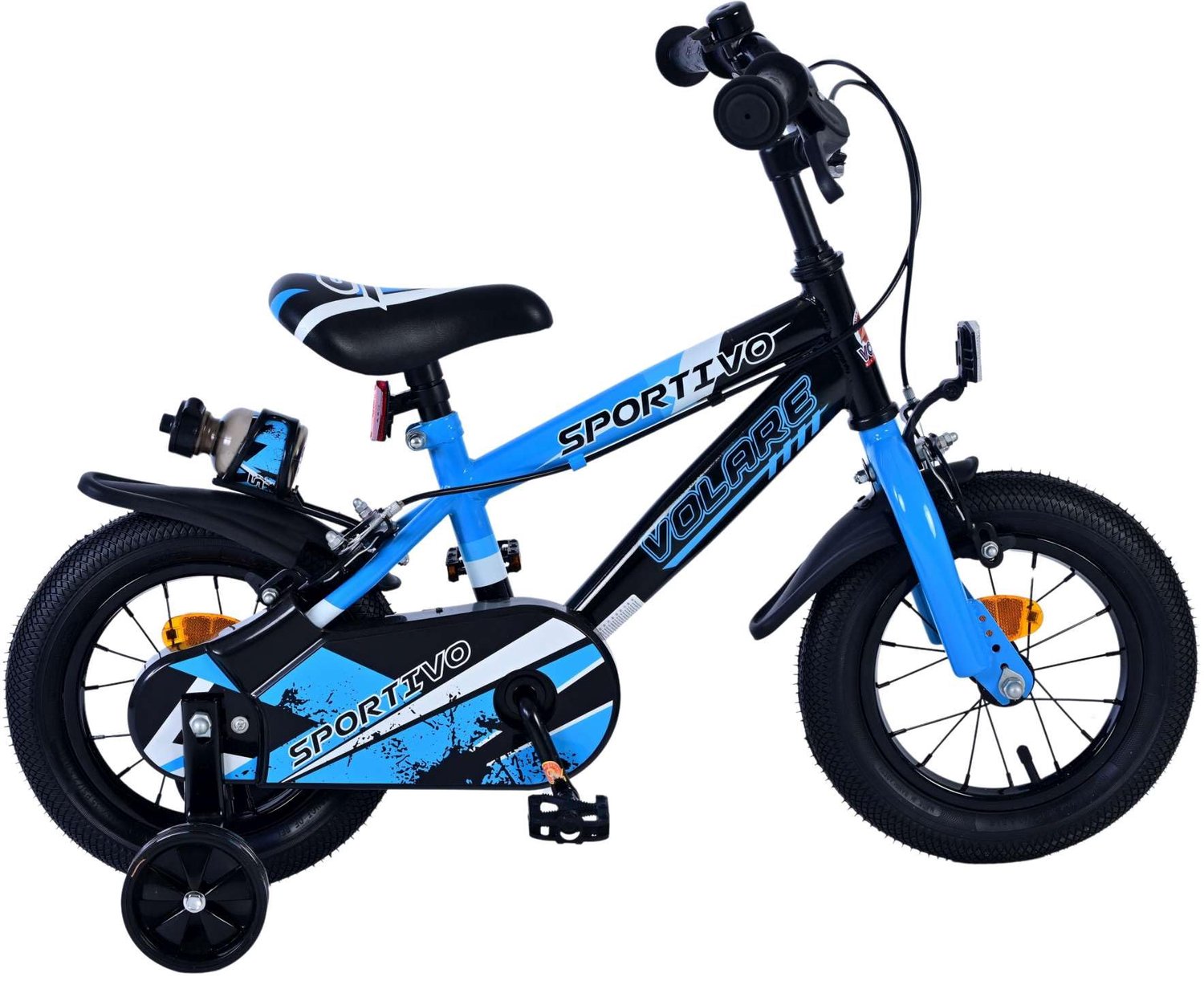 Sportivo Kindfiets - 12 Inch - Blauw/Zwart met Twee Handremmen