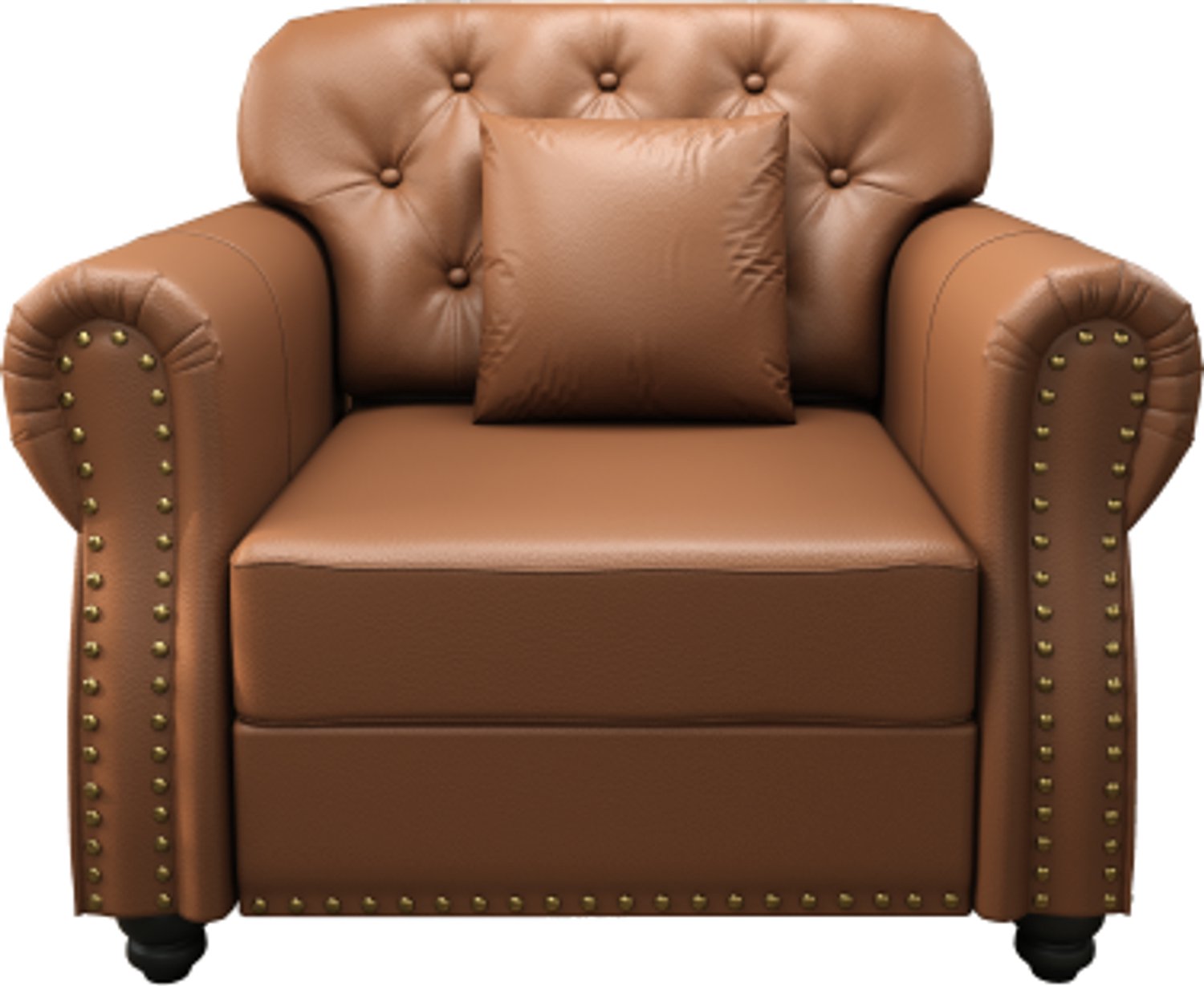 in& out door furniture 105 cm Chesterfield-fauteuil, kunstleren eenzitsfauteuil, zitkussen met veerkern, knoopstiksel, rollende armleuning-design, siernageldecoratie, Burin