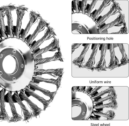 Onkruidborstel voor Bosmaaier, Stalen Kegelborstel 15 cm — afbeelding 2