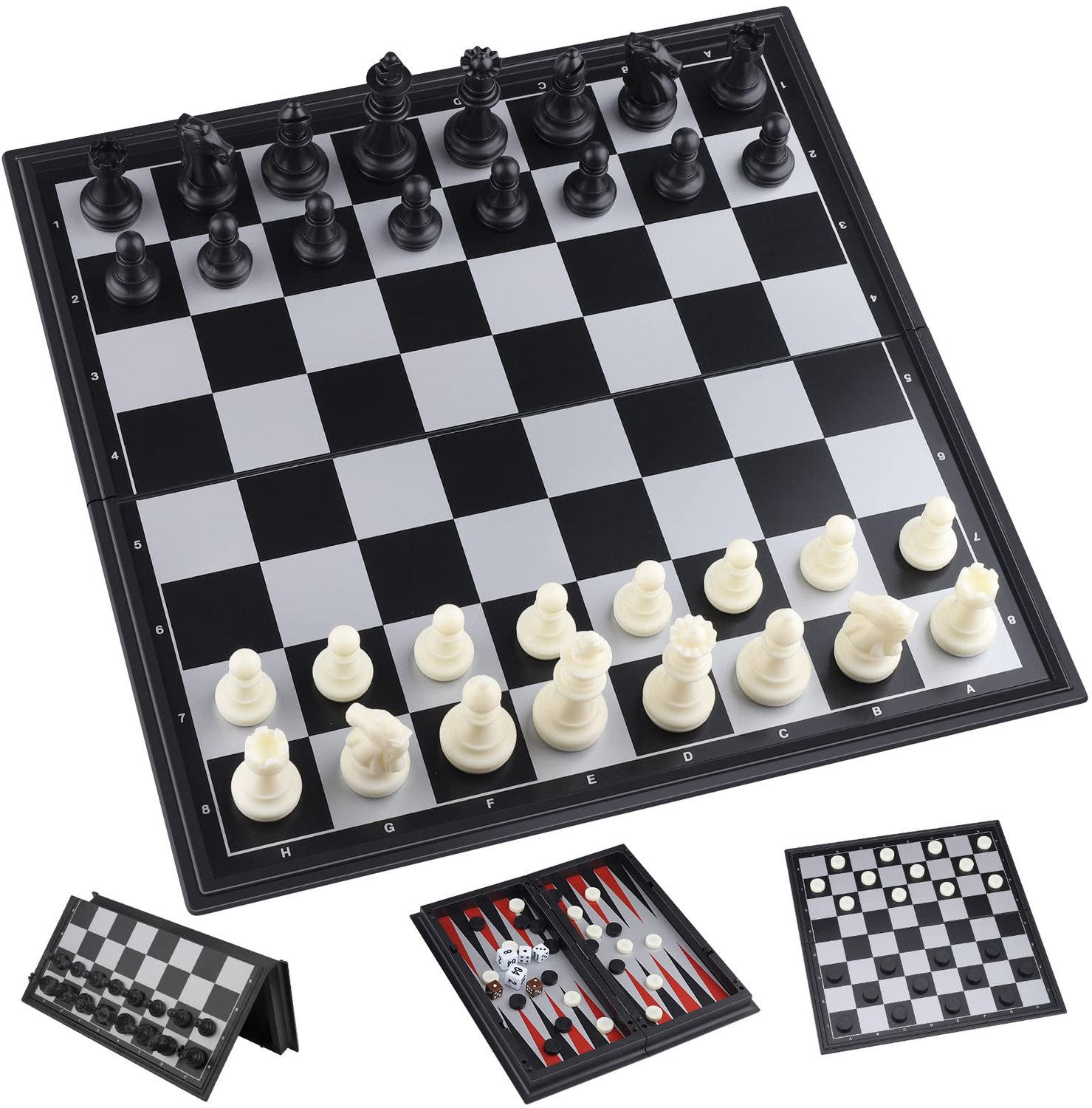 3-in-1 Magnetisch Reisspel Schaakspel