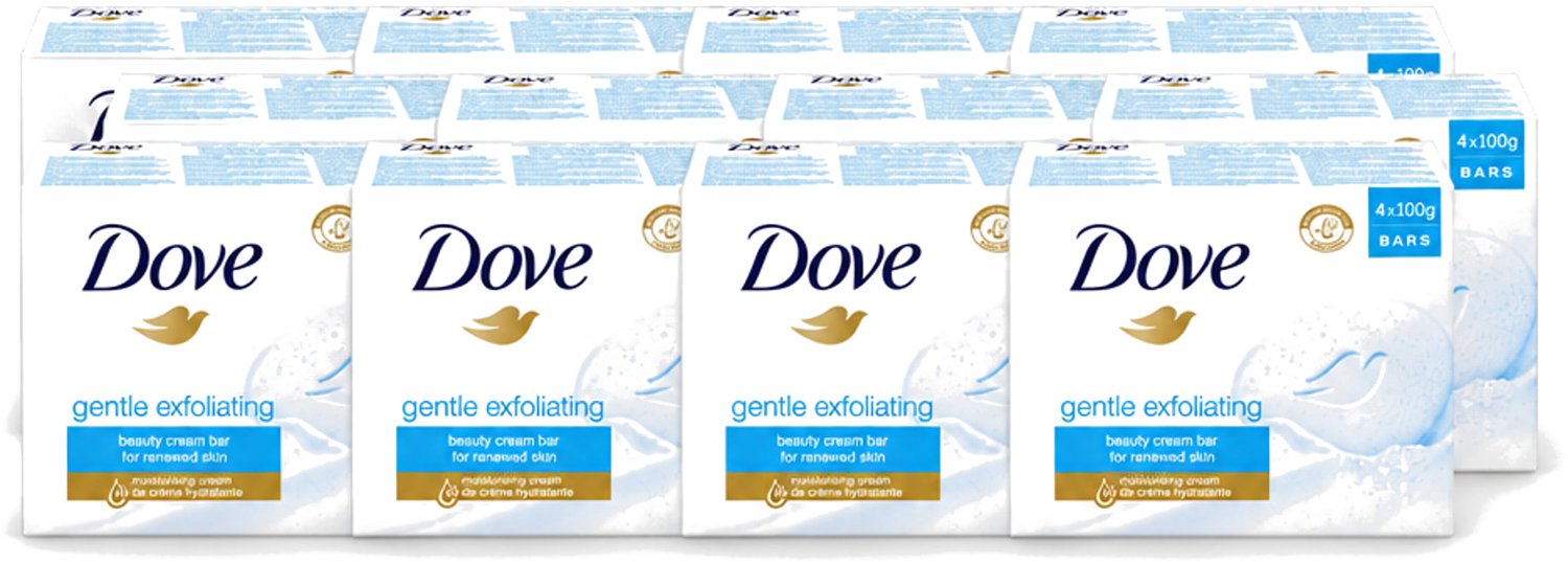 12 x Dove - Zeep - Gentle Exfoliating - Verfrissend - 4 x 100 g - Voordeelverpakking - 12 stuks