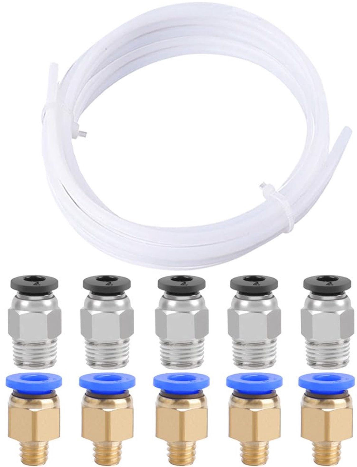5 Meter PTFE Teflon Tube met Pneumatische Connectoren