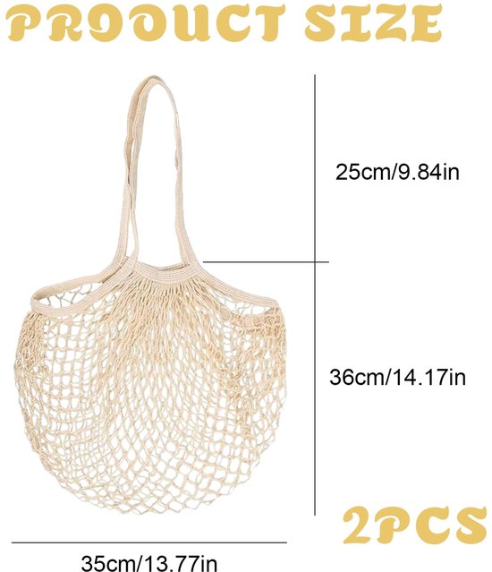 Set van 2 Mesh Shoppertassen voor Fruit en Groenten — afbeelding 2