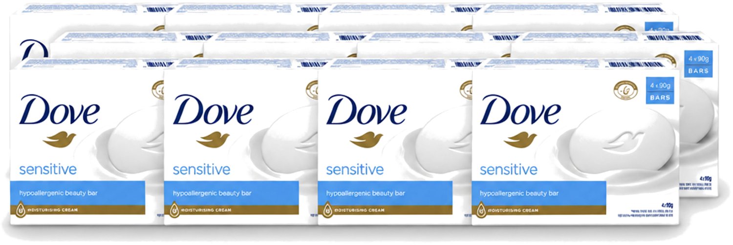 12 x Dove Zeep - Sensitive 4 x 90 gr. - Voordeelverpakking - 12 stuks