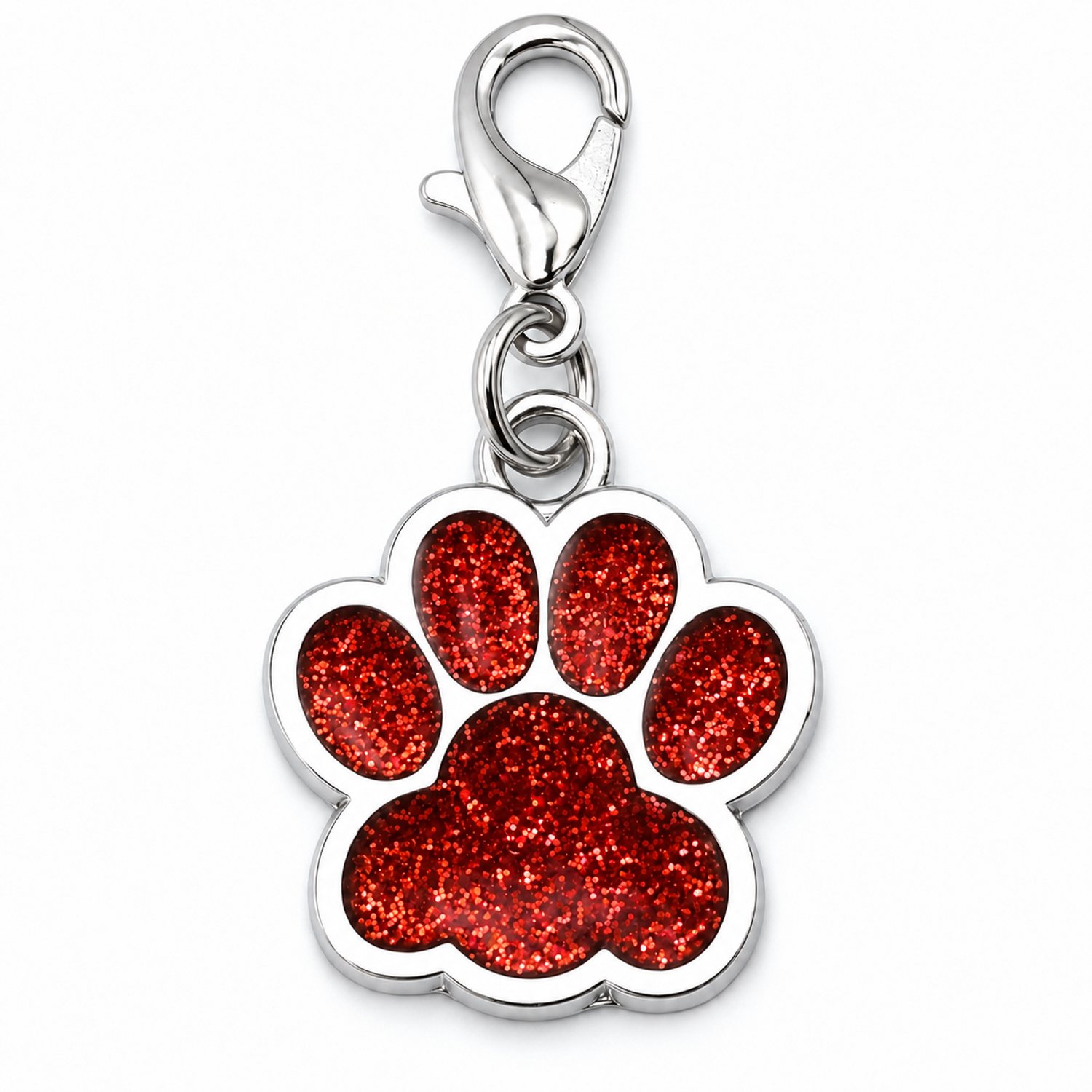 Bol.com Metalen klikhanger sleutelhanger hondenpootje rood met glitter voor ketting of halsband aanbieding