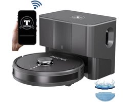 TONIHOMI® Q8 - Robotstofzuiger met dweilfunctie - Automatisch legen - Robotstofzuiger voor huisdieren - LDS Laser Navigatie - Met App - Zwart