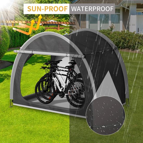 MC Select Waterdichte Fietstent - Tent - 210 x 150 x 165 cm - Zwart — afbeelding 3