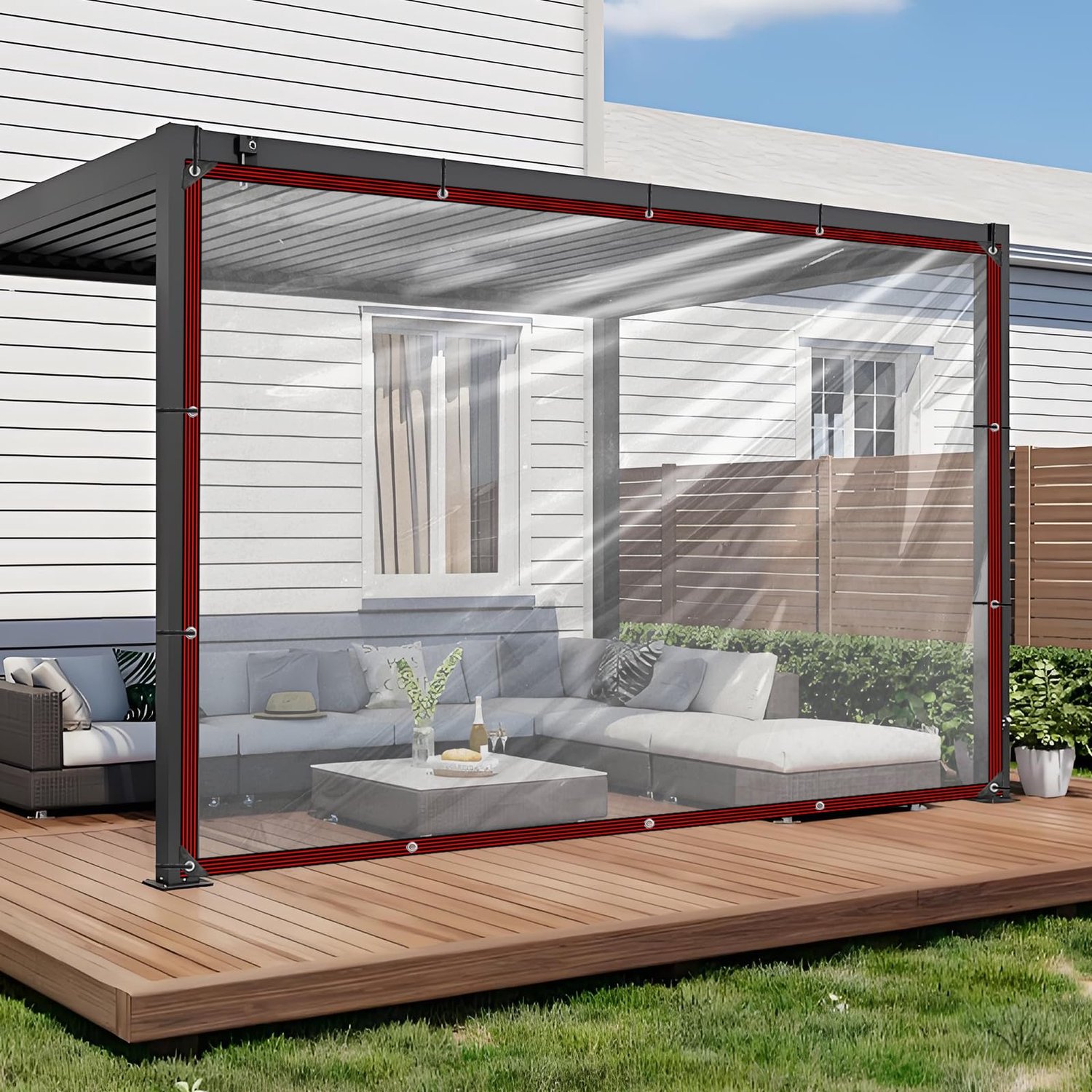 Transparante Waterdichte Zeil met Oogjes, 2.5 x 2 m
