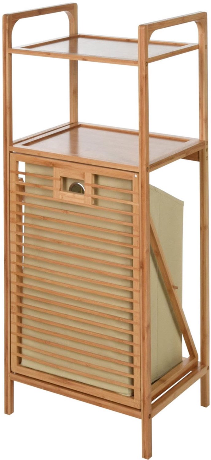 Bamboe Badkamerrek met 2 Planken en Waszak 40x30x95 cm