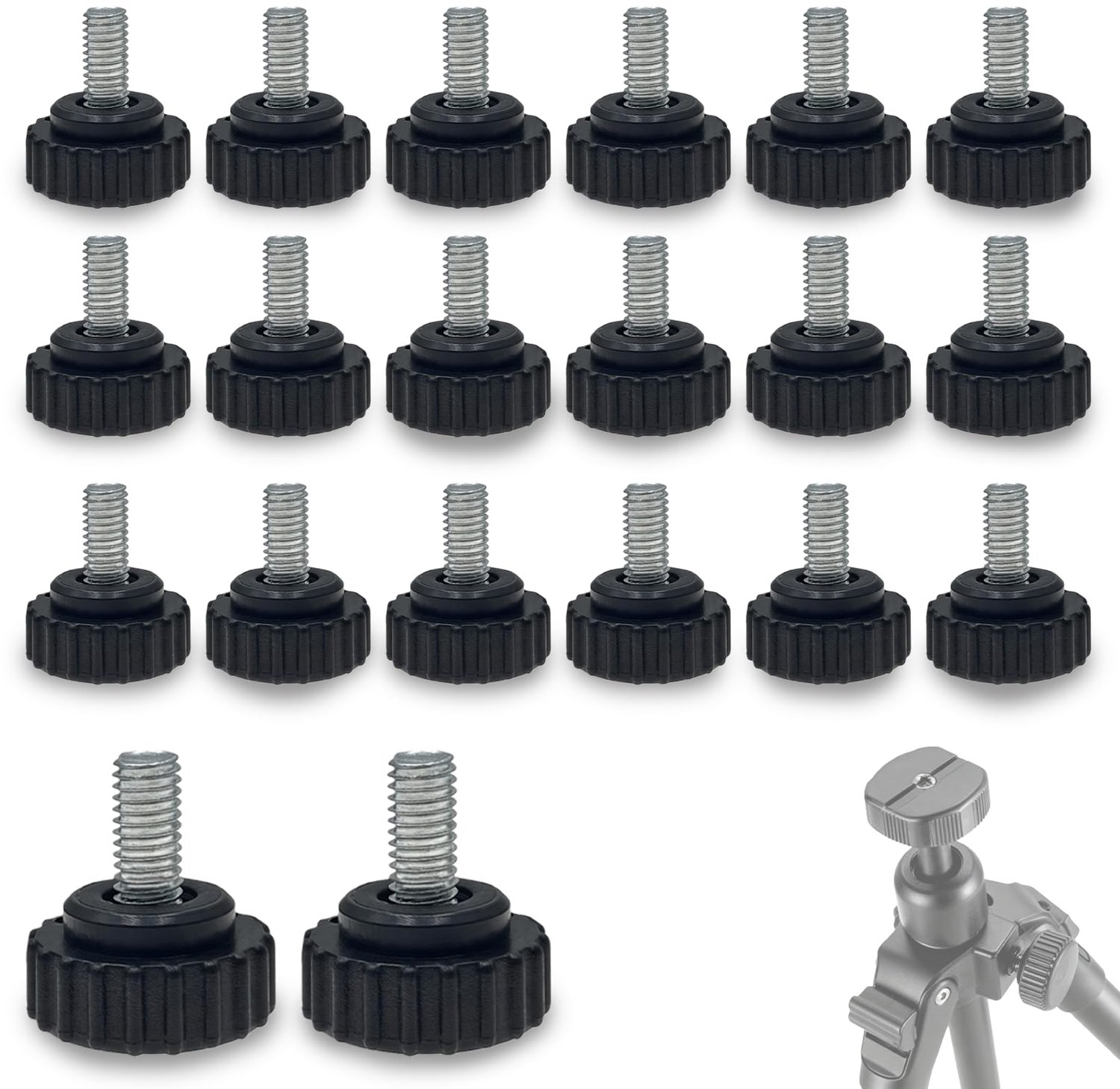 Set van 20 Knurled Vleugelmoeren M5 van RVS
