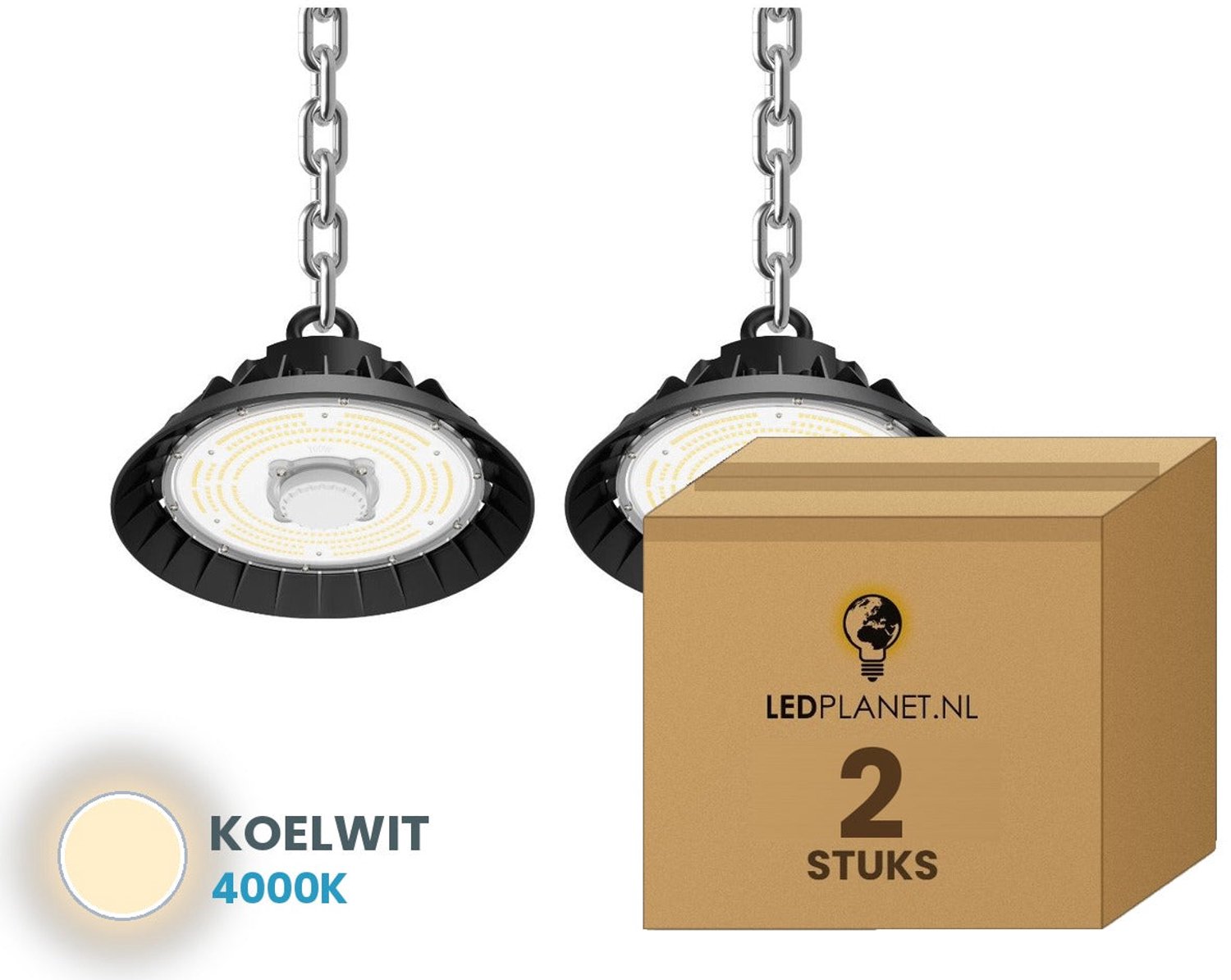 Tsong UFO Lamp - LED High Bay 100W - 15.000 lm - Koelwit 4000K - 2 stuks - Bewegingssensor - 0-10V Dimbaar - IP65 - Hal, Werkplaats- & Garageverlichting - 5 jaar garantie