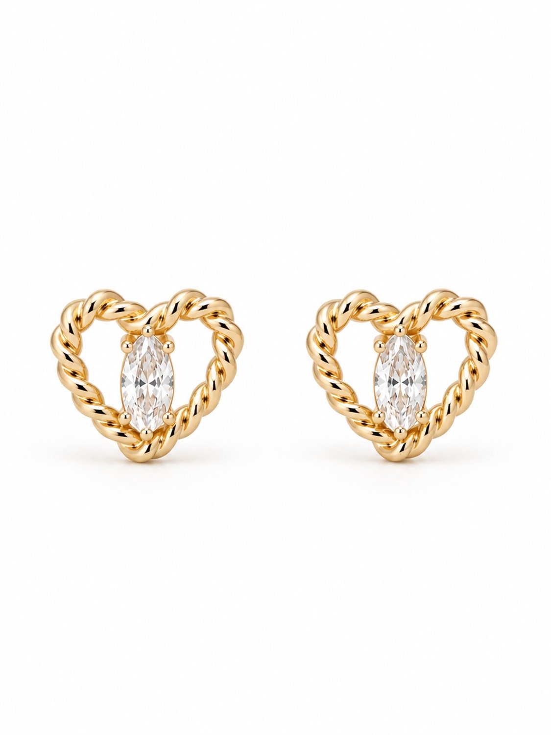 CHIVAL - Oorbellen 18K Verguld Goud "Tress" - Elegant, Zirkonia, Hartje, Klein, Hypoallergeen, Luxe, Cadeau voor haar, Sieraad, Tijdloos, Ringetjes, Liefde, Romantiek, Geschenkverpakking, Kerst