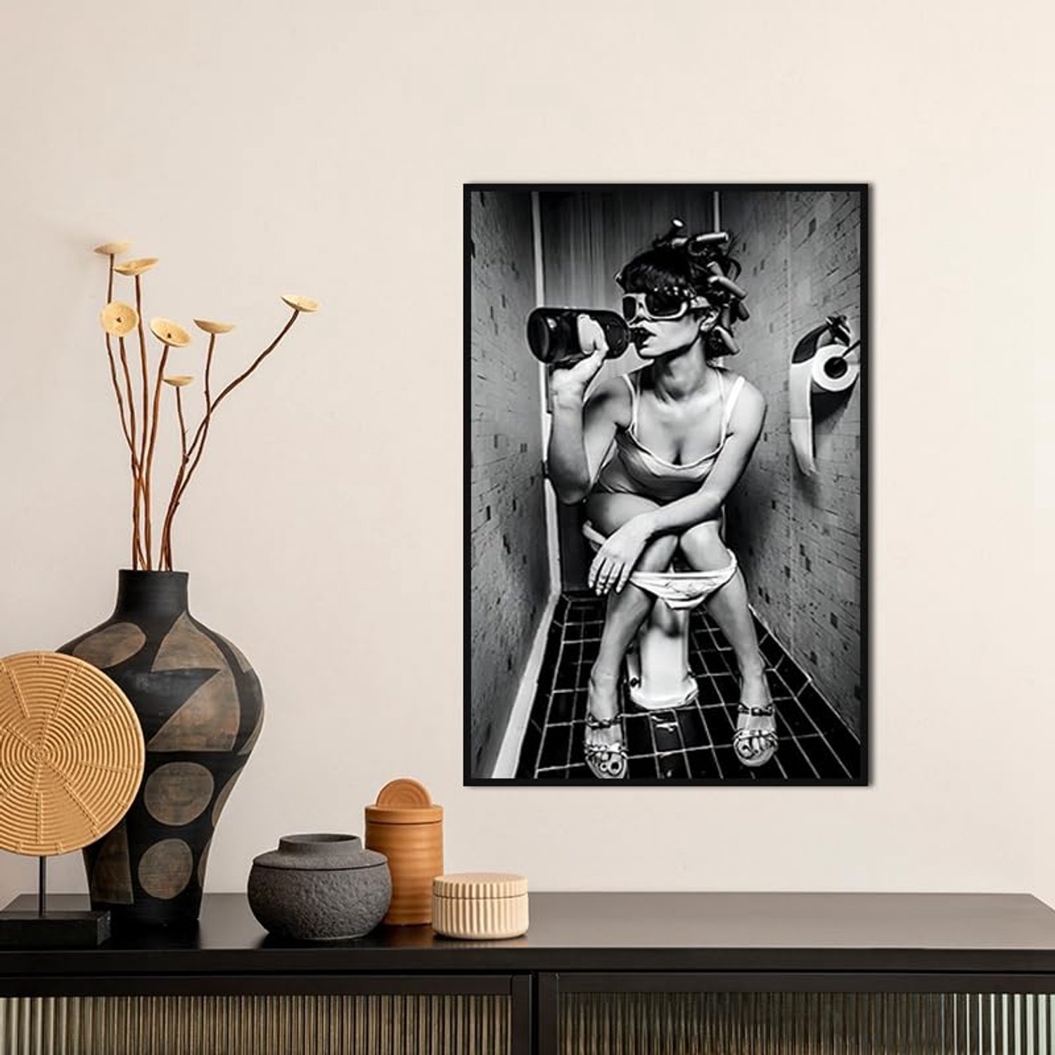 Zwart-wit Poster van Hoogland Runderen voor Wanddecoratie