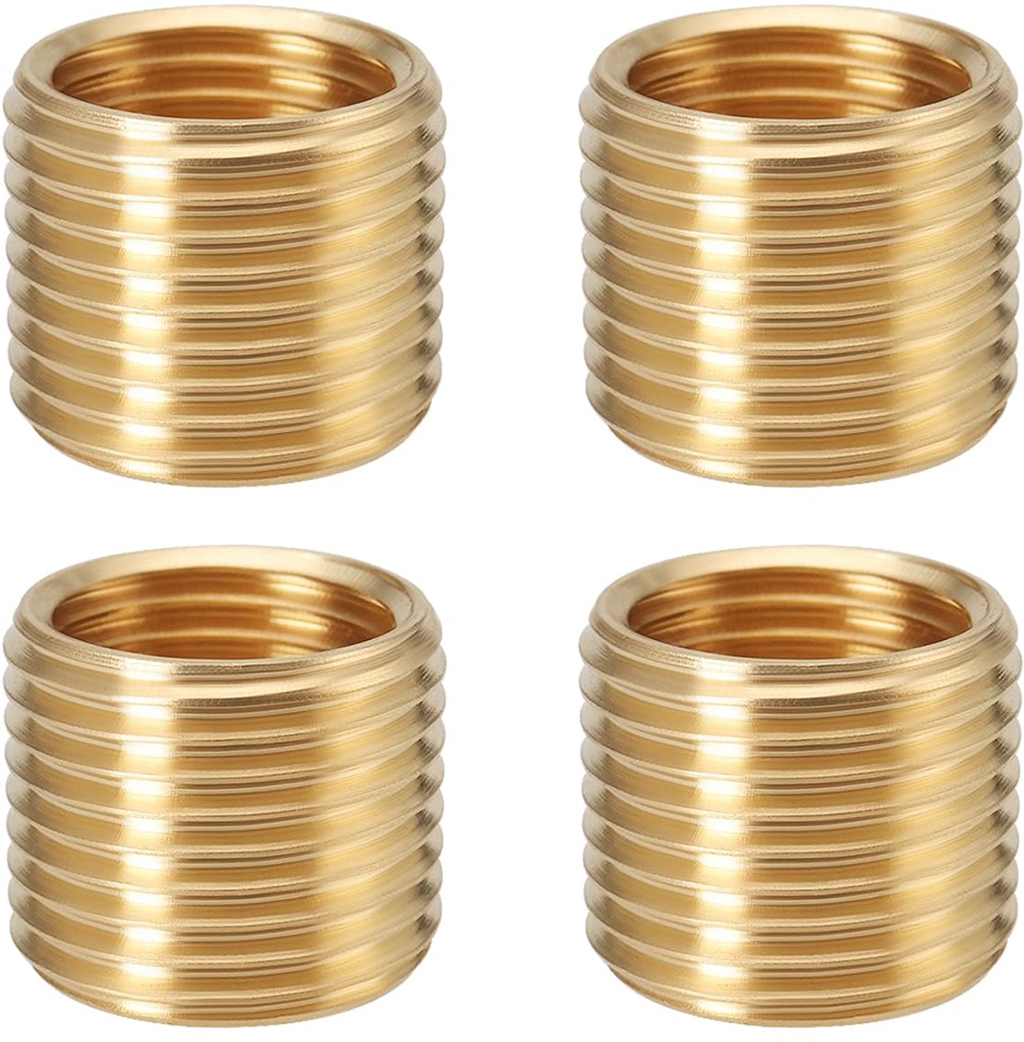 Reducerende Moer 4 Stuks - Messing - M12x1.0 naar M10x1.0 - Hoogte 10 mm - Corrosiebestendig - Voor Airconditioning/Gasleidingen - Draadadapter