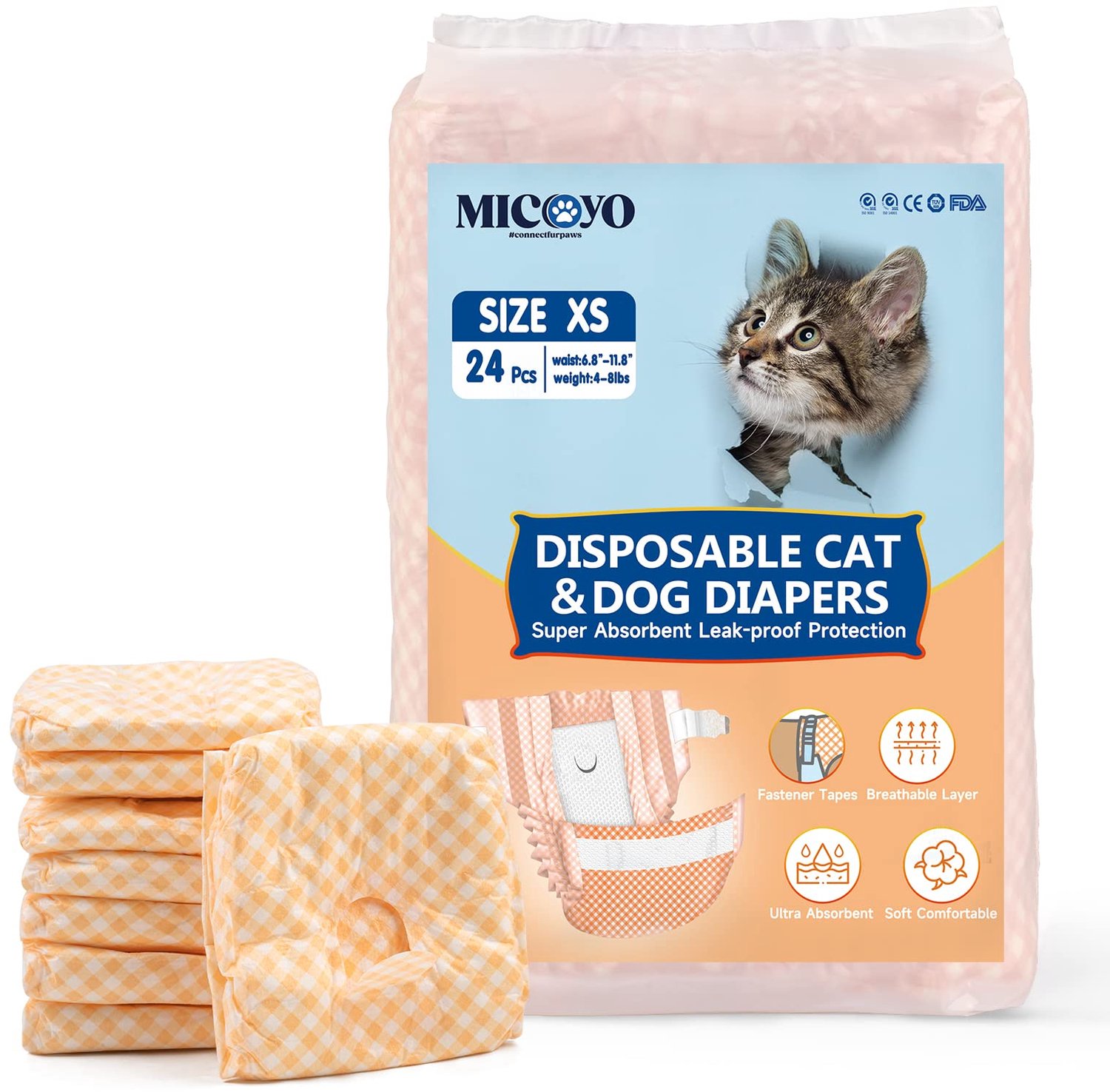 Wegwerpdierenluier voor Kleine Honden en Katten, Super Absorberend