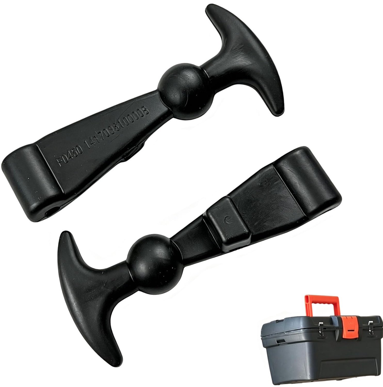 Set van 2 Rubber Motorkapvergrendelingen met T-greep