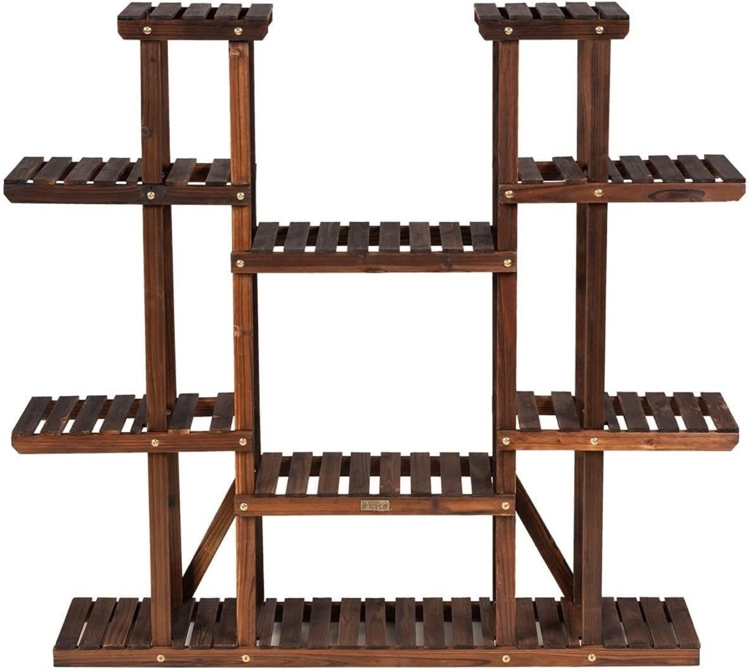 Plantentafel - Plantenrek Buiten - Plantensteun - Plantenstandaard - Hout - 114x25x114cm - Bruin