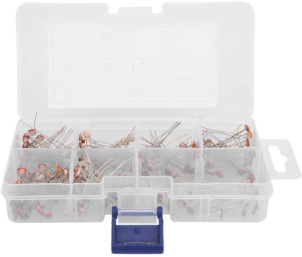 Mini Plotensitive Weerstand Kit met 175 Stuks, LDR Bereik, Opbergdoos, Snelle Reactietijd voor Lichtsensoren en Elektronische Projecten