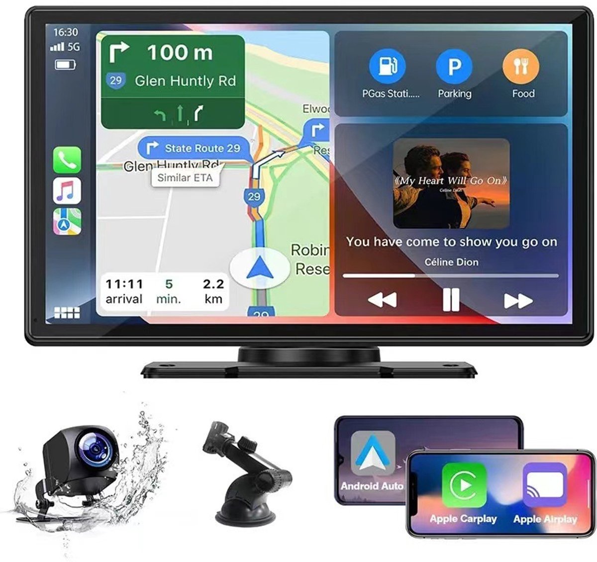 9 inch IPS draagbare Carplay Android Auto GPS-navigatie Terug Reverse Monitor-apparaat voor autovrachtwagen