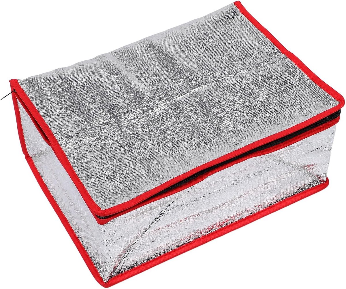 Flexibele opvouwbare isolatietas van aluminiumfolie, 36 x 26 x 15 cm, warmte-isolerende lunchbox, koeltas voor voedsel en picknicks