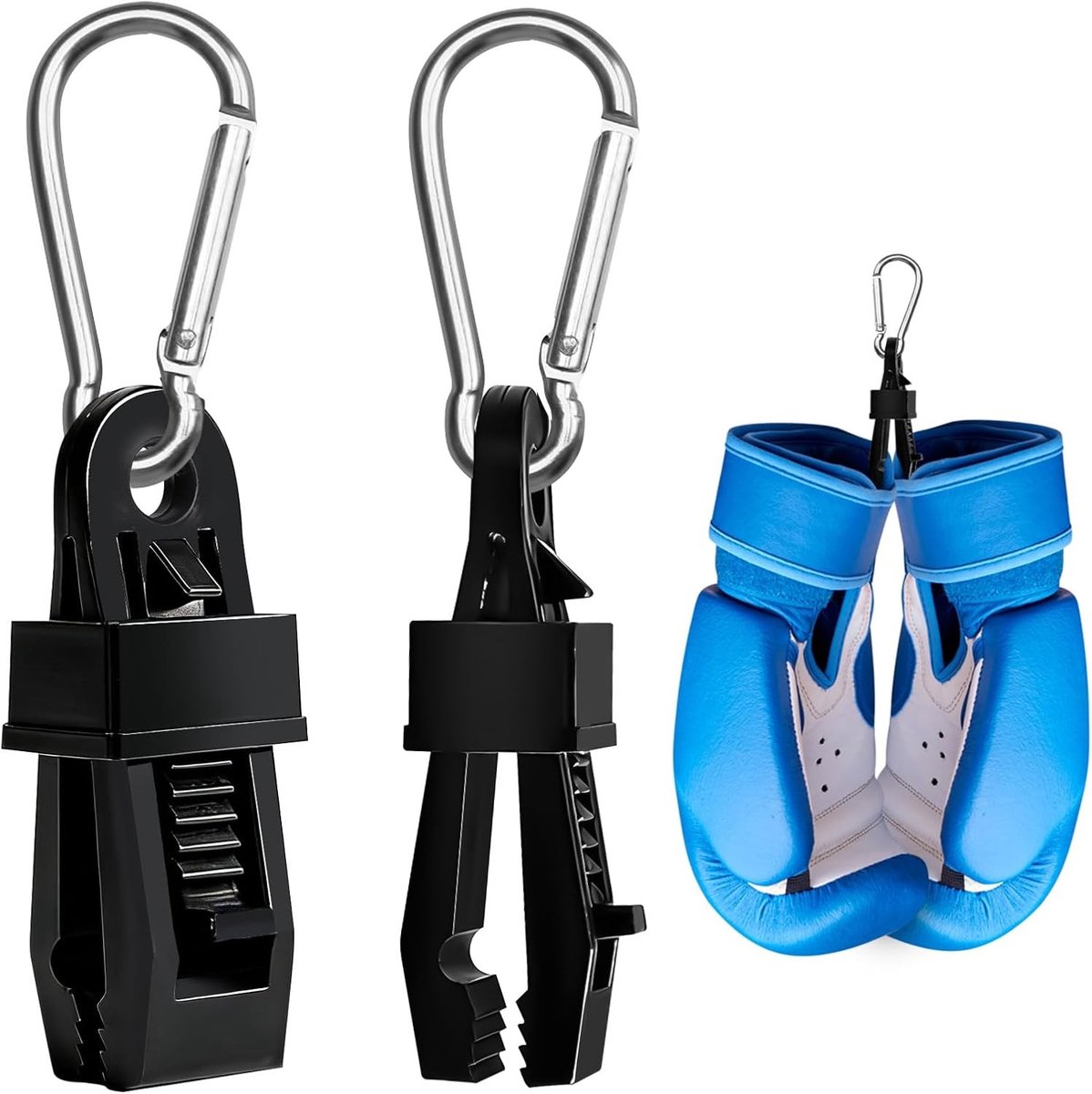 Set van 2 metalen handschoenclips voor bokshandschoenen | Sterke karabiner voor MMA en Muay Thai handschoenen, ideaal voor sporttassen en rugzakken