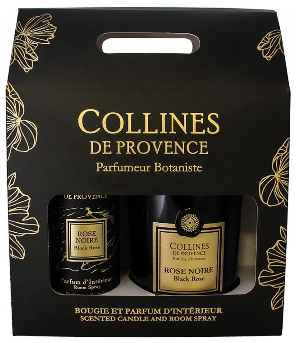 Collines de Provence Parfumset Duo 100 ml + Geurkaars Duo 180 g Rose Noire