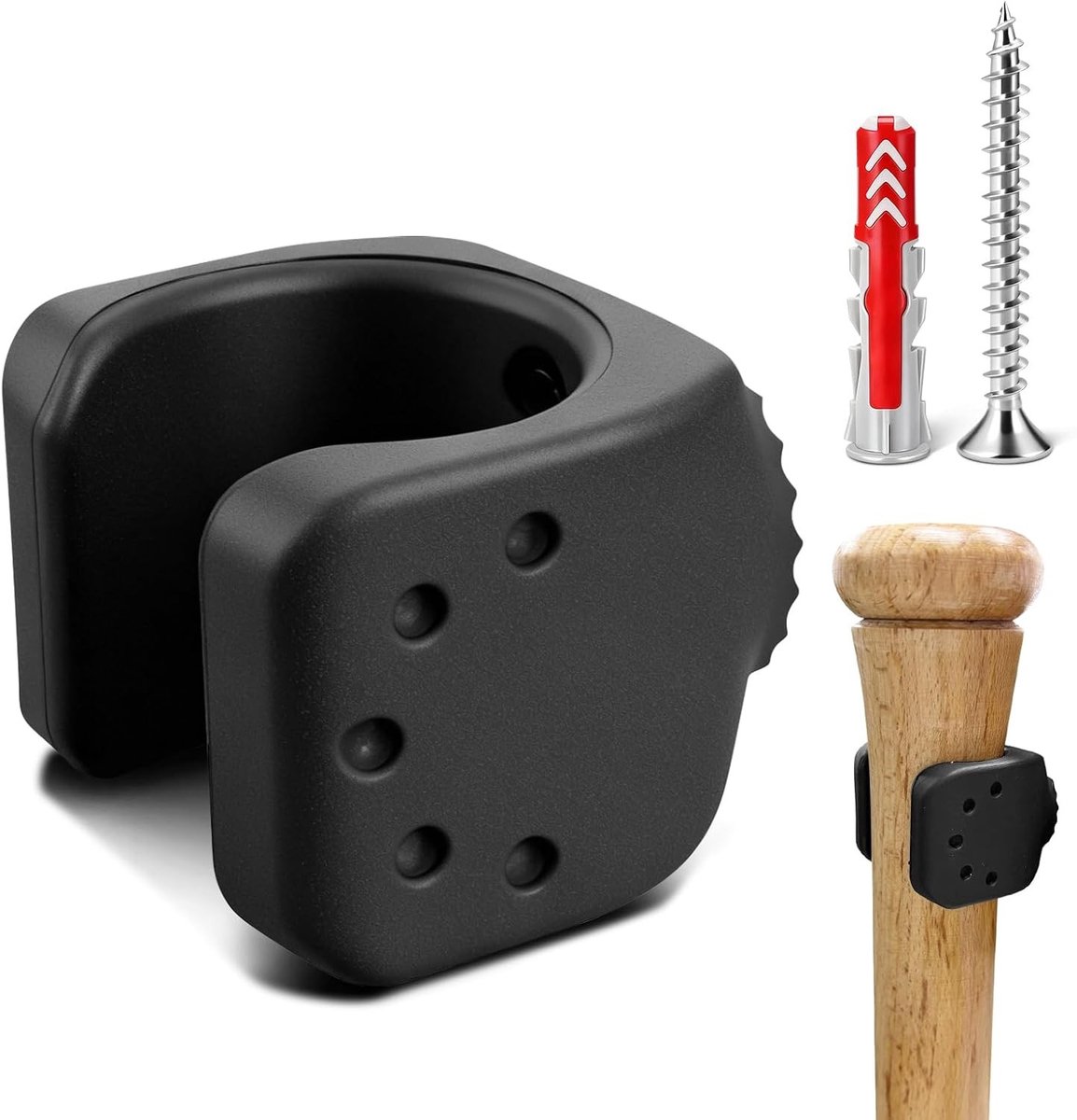 Houten Baseball Bat Houder voor Muurmontage 30-36 mm met Schroefpluggen, Flexibele Grip en Krassenvrije Opslag