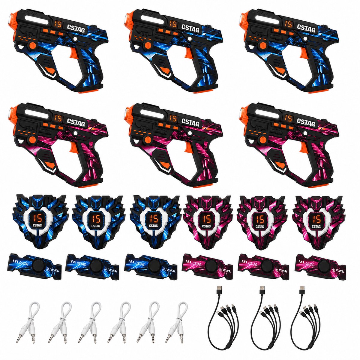 Luumuu® Lasergame Set voor Kinderen Oplaadbaar - Lasershoot Speelgoed Geweer - Laserguns - Lazer Blaster Kids - Light Laser Game Shoot Spel - Lasergun Battle Pistool - Volwassenen - 6 Persoons Tag met Blasters en Vesten - 360° Sensoren