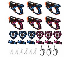 Luumuu® Lasergame Set voor Kinderen Oplaadbaar - Lasershoot Speelgoed Geweer - Laserguns - Lazer Blaster Kids - Light Laser Game Shoot Spel - Lasergun Battle Pistool - Volwassenen - 6 Persoons Tag met Blasters en Vesten - 360° Sensoren