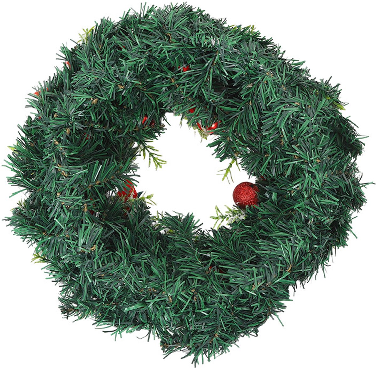 Handgemaakte kerstkrans versierd met linten, snuisterijen en groen – 36 cm – krans geschikt voor ramen, muren en etalages – feestelijke winkel- en huisdecoratie. – foto 4