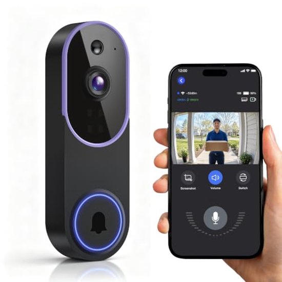 Deurbel draadloos - Videodeurbel - Slimme Deurbel - Deurbellen met camera - WiFi Deurbelcamera - Draadloze Videodeurbel met USB Gong - Voor Huis, Appartement en Kantoor - Betrouwbare huisbeveiliging - Paars — afbeelding 3