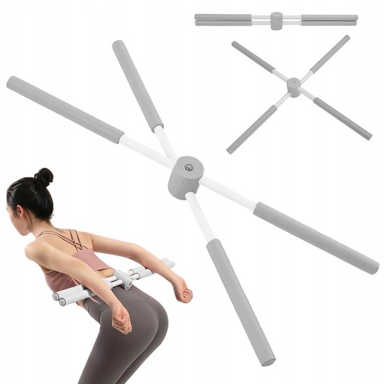 Stretchstok Yoga - Yoga Stick 77 cm - Schouderopener en Rugstretcher - Foam Grip - Voor Houding, Flexibiliteit en Warming-Up - Thuis, Kantoor en Sportschool - Grijs — afbeelding 3