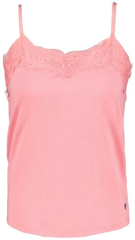 Roze kanten top met spaghettibandjes