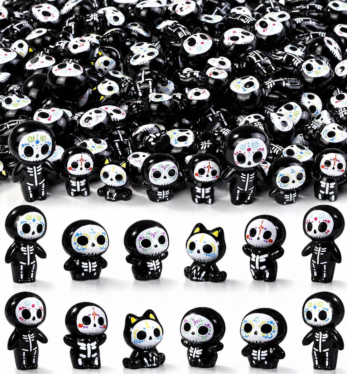 60 Stuks Mini Harsen Halloween Spookfiguren - Halloween Decoratie Set - Voor Tafeldecoratie, Poppenhuis, Fairy Garden en Feestdecoratie - SOLLBRY®