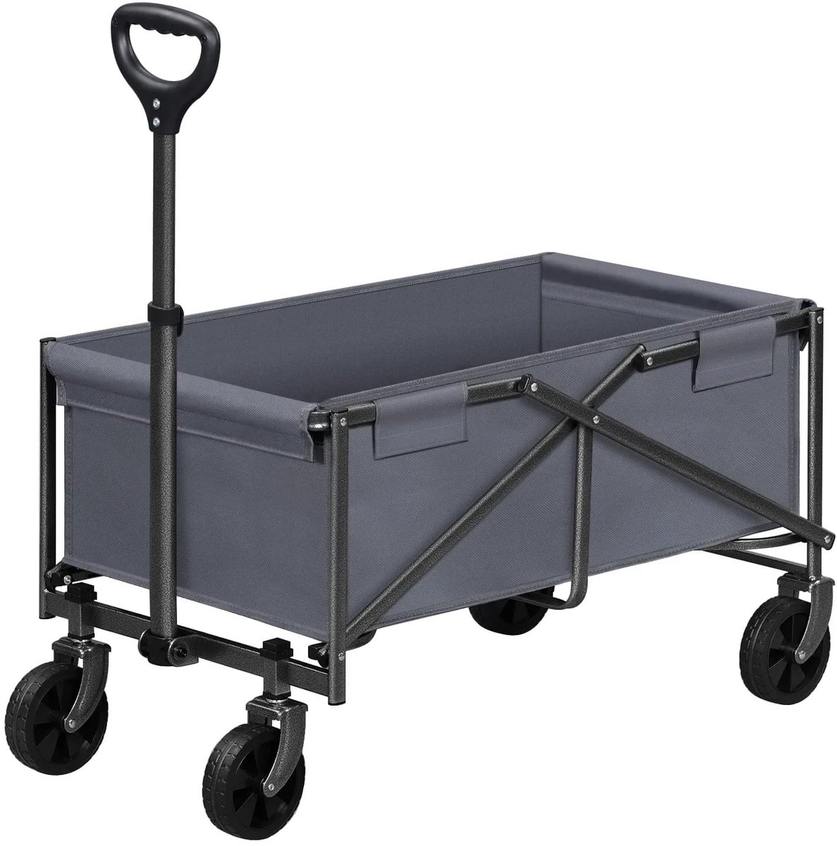 Klarven® Opbergwagen Grijs - Inklapbaar - Opbergwagen op Wielen met 80 kg Draagvermogen, 360 Graden Zwenkwielen en Verstelbare Handgreep - B 43 x D 78 x H 90 cm