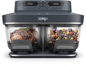 Ninja CRISPi DualZone Glazen Airfryer met 2 manden, 8 kookfuncties, Kook twee gerechten tegelijkertijd, PFAS-vrije glazen schalen, Inclusief deksels - Cyberspace - DD102EUBL1