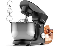 Keukenmixers - 5L Roestvrijstalen Kom - 10 Snelheden + Pulsfunctie - 360° Planetaire Mengbeweging - Keukenrobot - Zwart