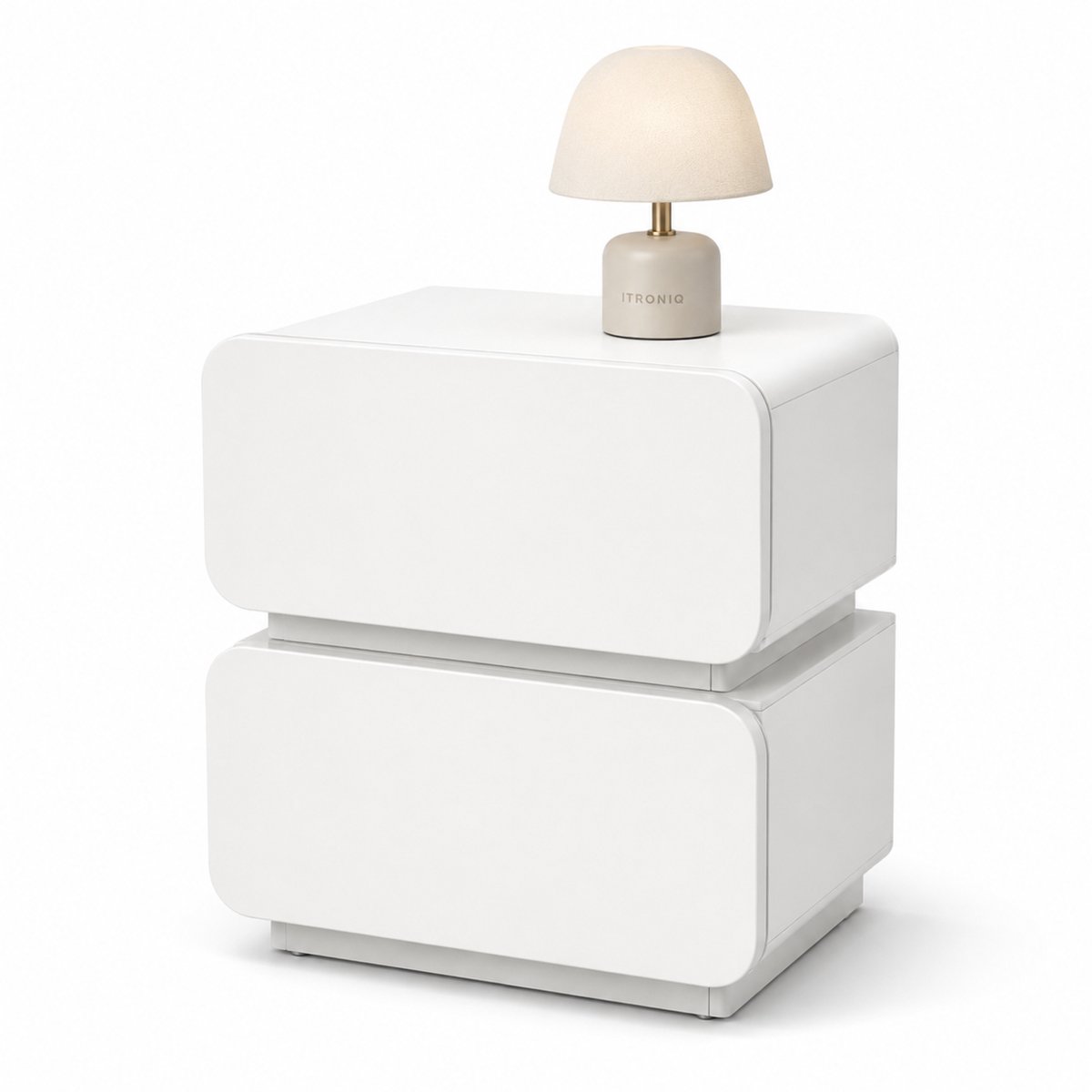 ITRONIQ Nachtkastje 40x35x46 CM - Modern Nachtkastje Slaapkamer - Compact Tafeltje Naast Bed - MDF Bijzettafel - Opbergtafel - Wit