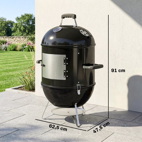 Roker 3-in-1 met 3 Kookroosters Geïntegreerde Thermometer Zwart 44 cm, verstelbare ventilatie, verwijderbaar deksel, — afbeelding 4