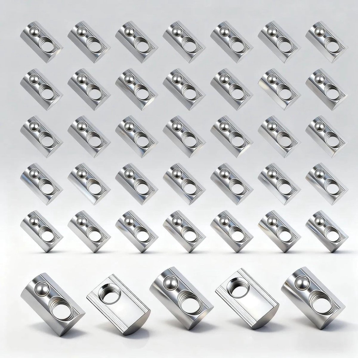 40 Stuks M8 Veer Ball Groove Blokken, Stalen Slide Moeren voor Aluminium Profielen, Perfect voor Constructie en Frame Projecten