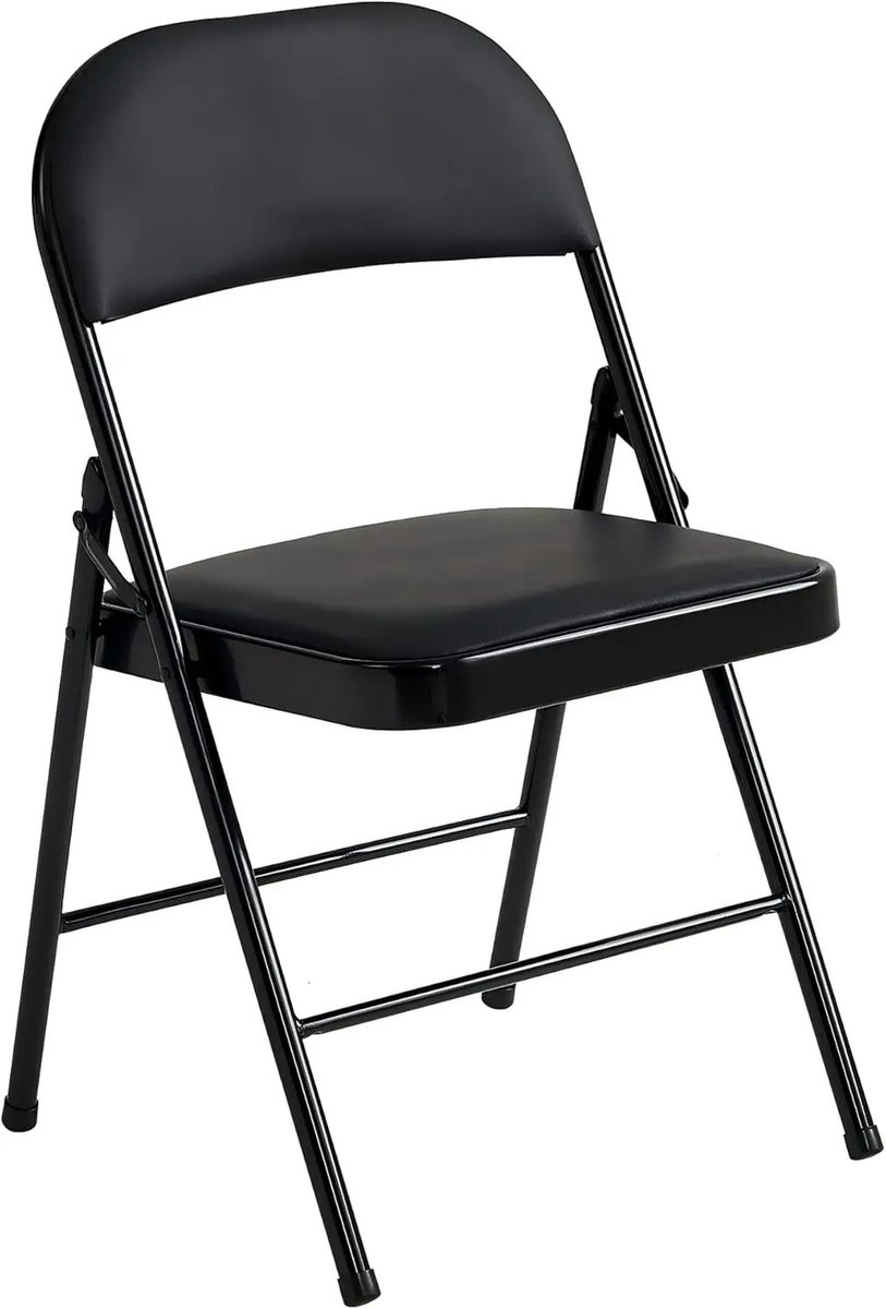 Bresht Opvouwbare Stoel - Kunstleer - Metalen Frame - Onderhoudsvriendelijk - Geen montage nodig - Zwart - 79 × 46 × 46 cm