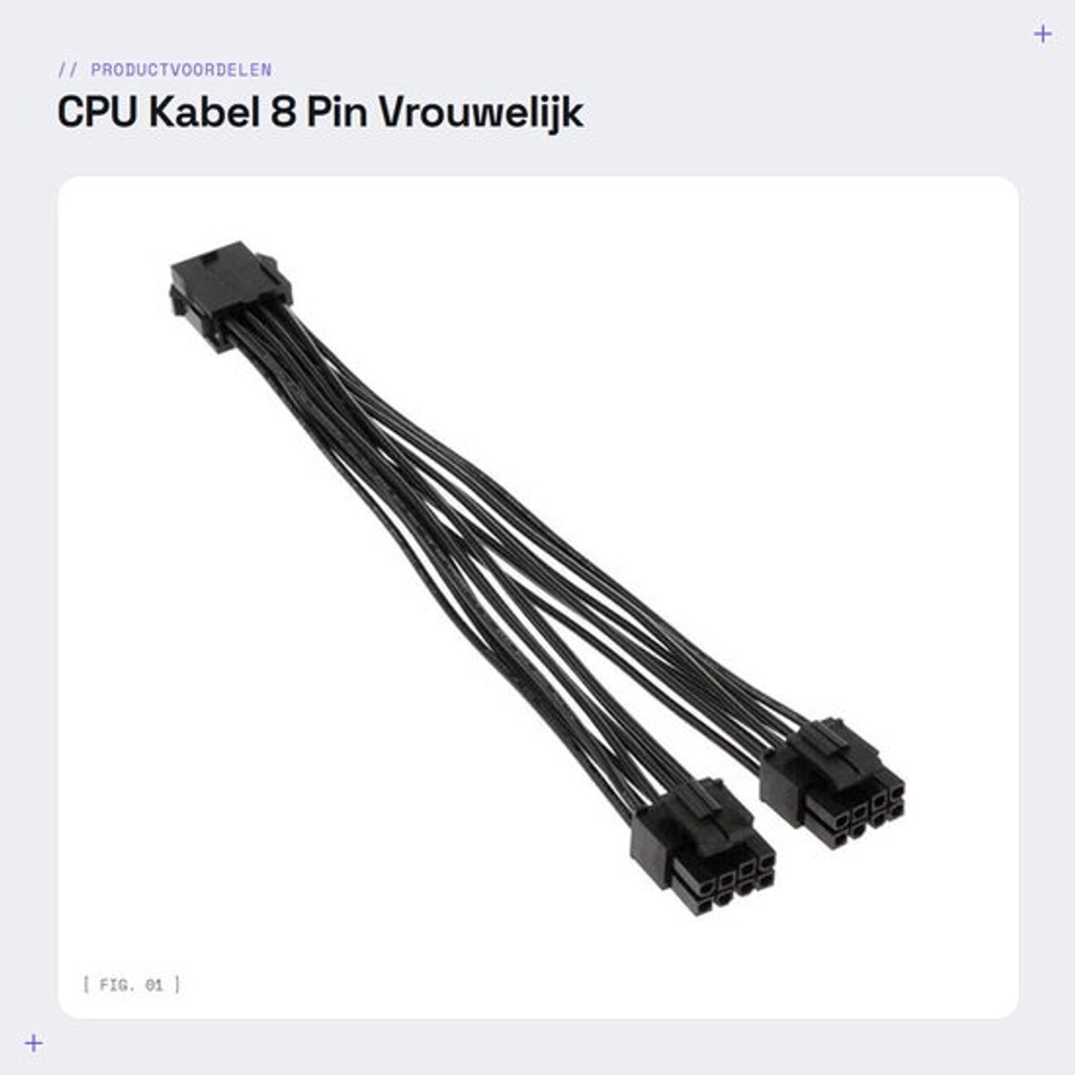 Dailygoods- CPU Power Splitter Kabel 8-polig - 18 AWG - Vrouwelijk naar Dubbele