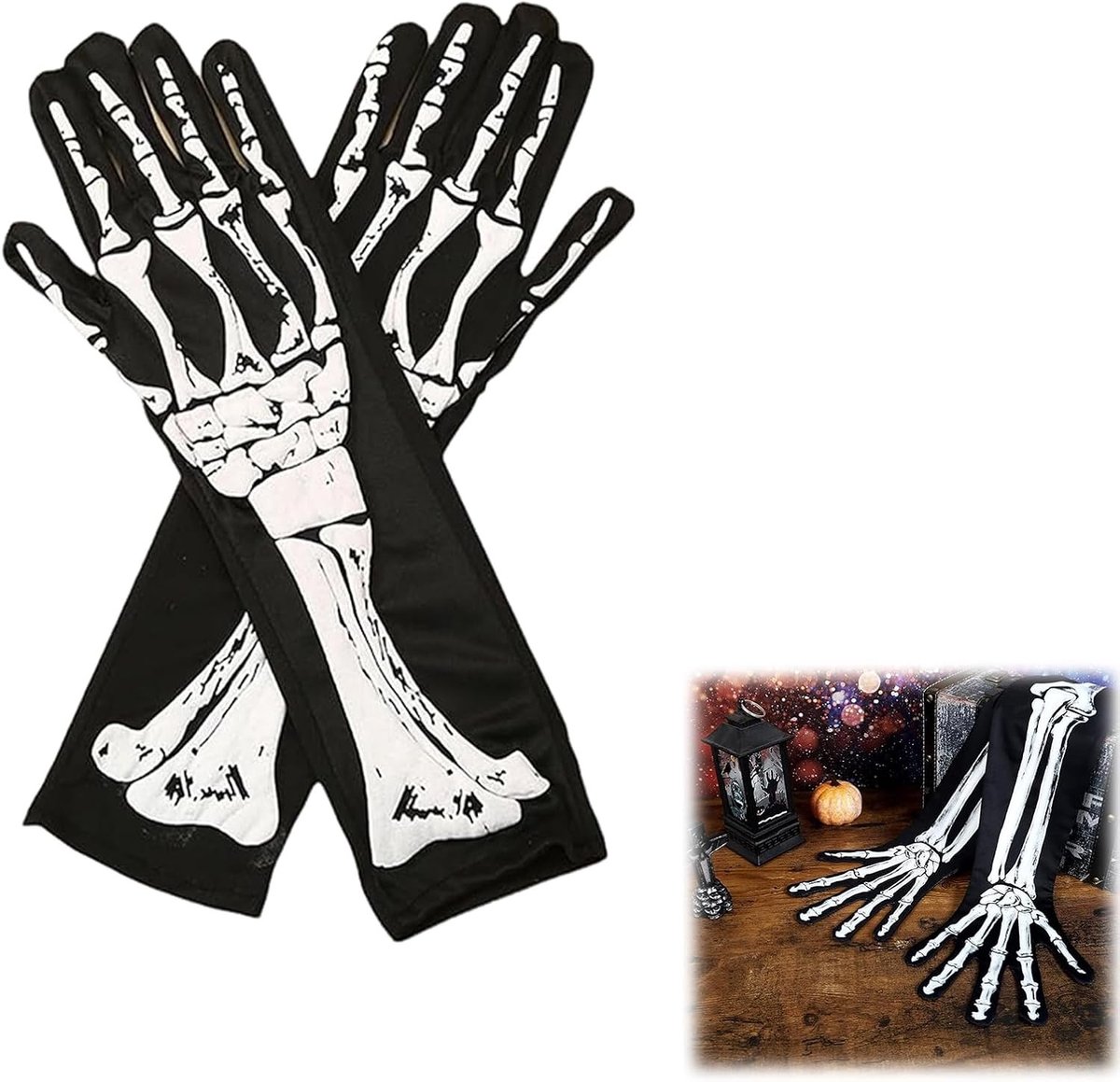Halloween Skelet Handschoenen voor Winter Fietsen, Volledige Vingers, Antislip Rubber en Comfortabel Design