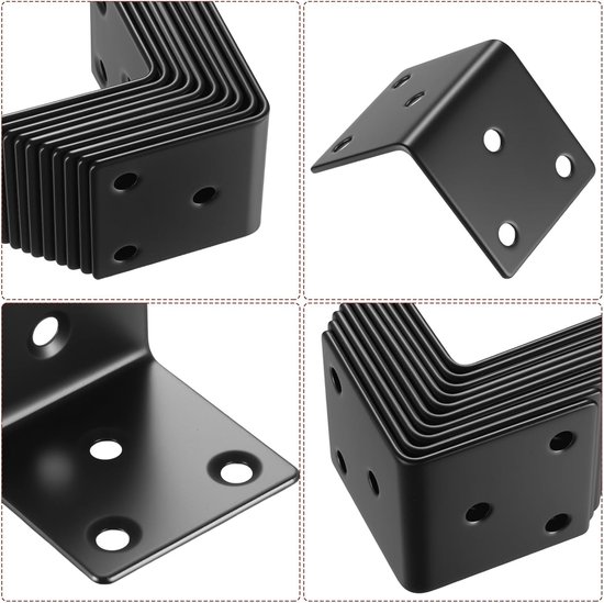 12 Stuks Houten Hoeksteunen, Sterke Metalen 90 Graden Hoekbeugels voor Meubelverbinding, Ondersteuning en Reparatie van Meubels — afbeelding 4