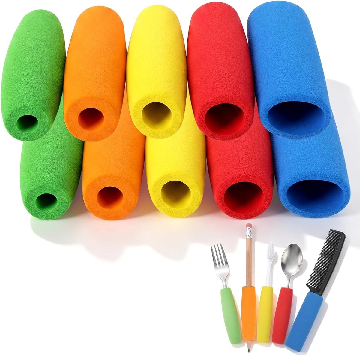 Set van 10 antislip schuimgrip hoezen voor bestek, pennen en gereedschap - Verbeter grip en comfort