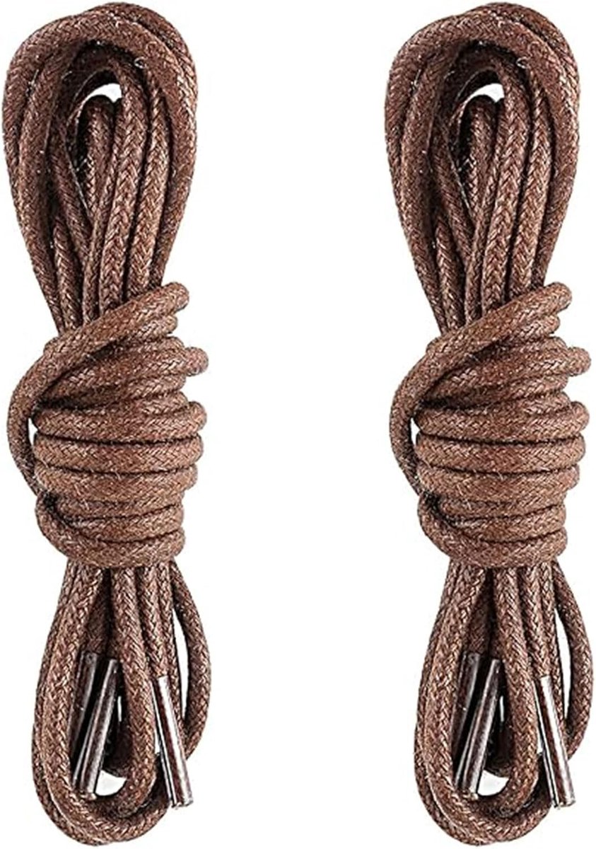 Ronde Gewaxte Bruine Veters voor Herenschoenen en Dameschoenen - 90 cm Lange Oxford Veters voor Dress Schoenen en Vervangende Veters met Zilveren Accenten