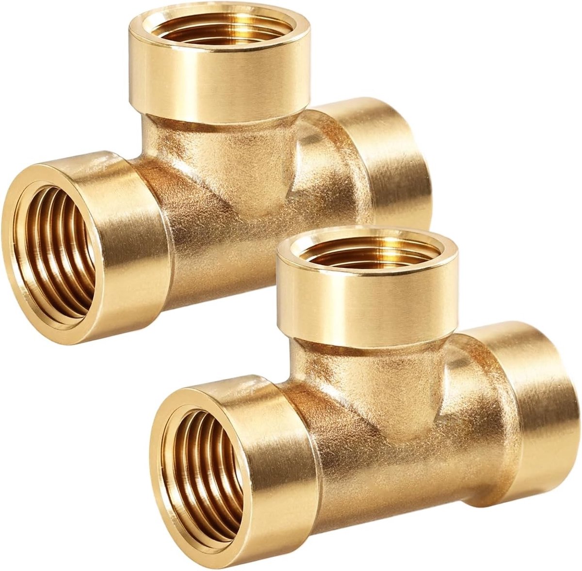 3-Weg T Connector met Draad voor Gas, Water en Perslucht - 2 Stuks 3/8" NPT Koppeling met Vrouwelijke Draad